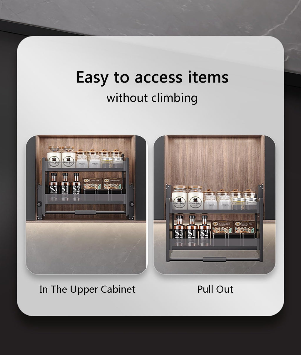 Adjustable 2-Tier Pull-Out Spice Rack Organizer