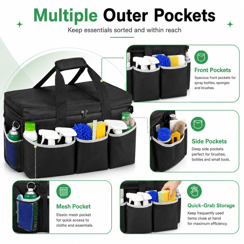 Large Cleaning Supply Organizer Bag with Shoulder Strap