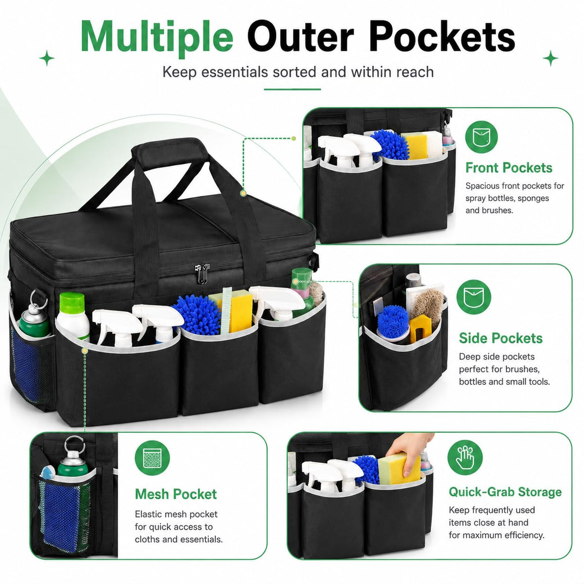 Large Cleaning Supply Organizer Bag with Shoulder Strap