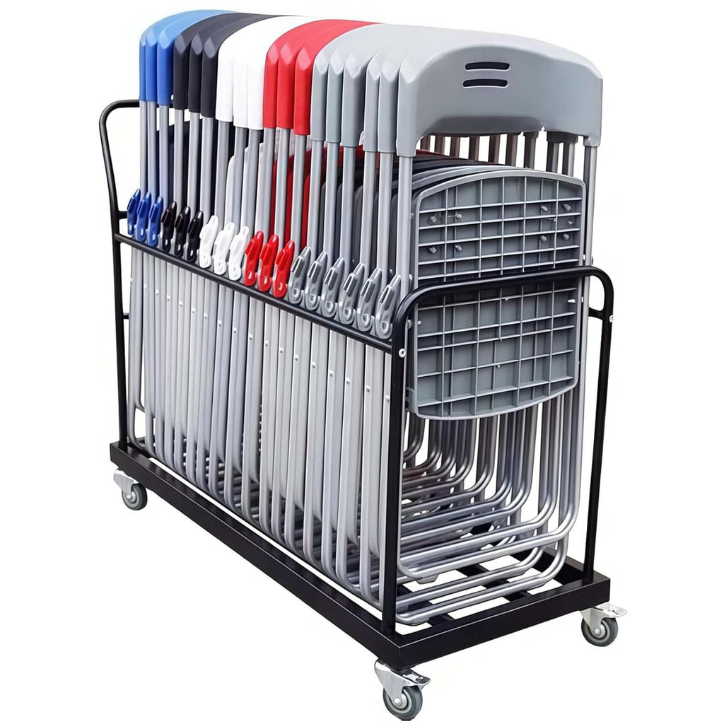 Heavy-Duty Folding Chair Storage Cart with Wheels