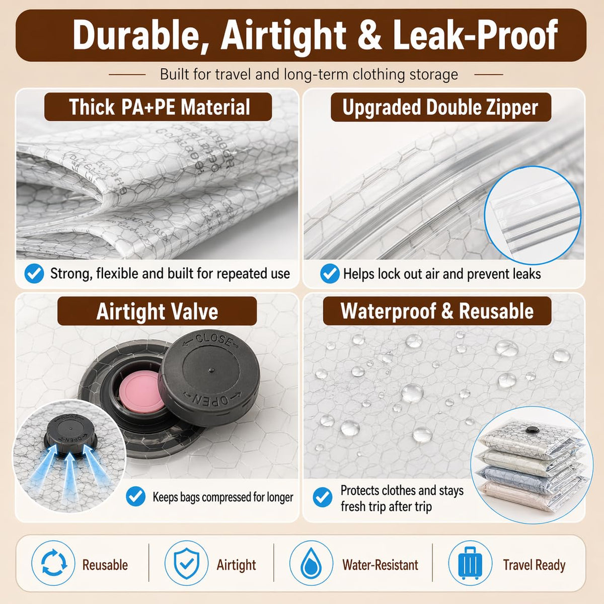 Travel Vacuum Storage Bags with Cordless Pump