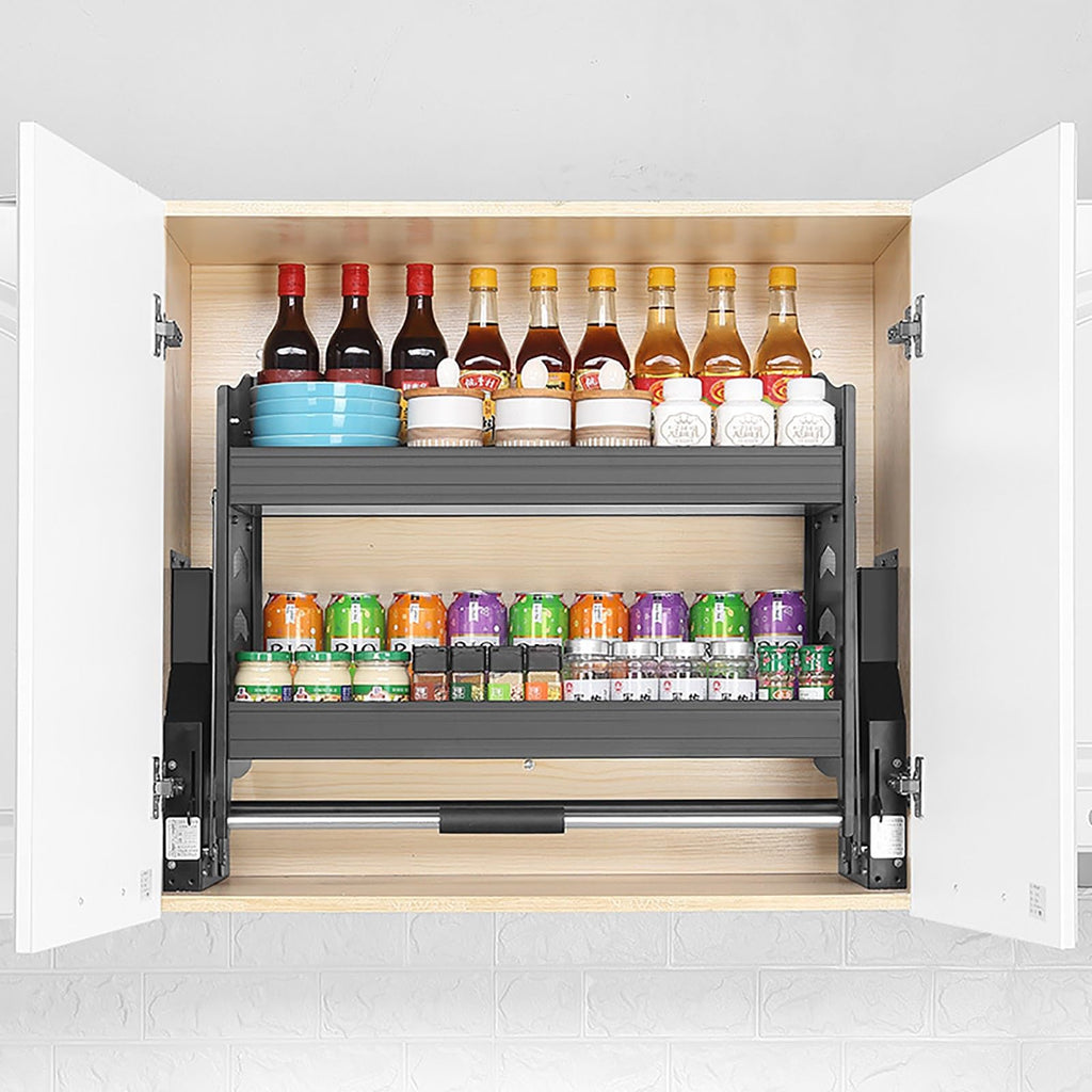 Adjustable 2-Tier Pull-Out Spice Rack Organizer