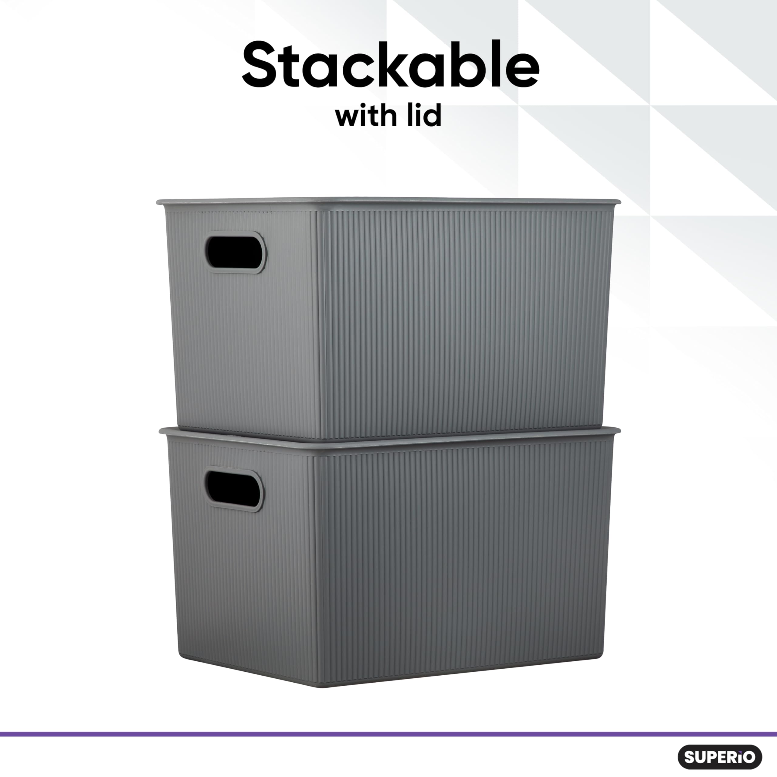 2-Pack 22L Stackable Storage Bins with Lids