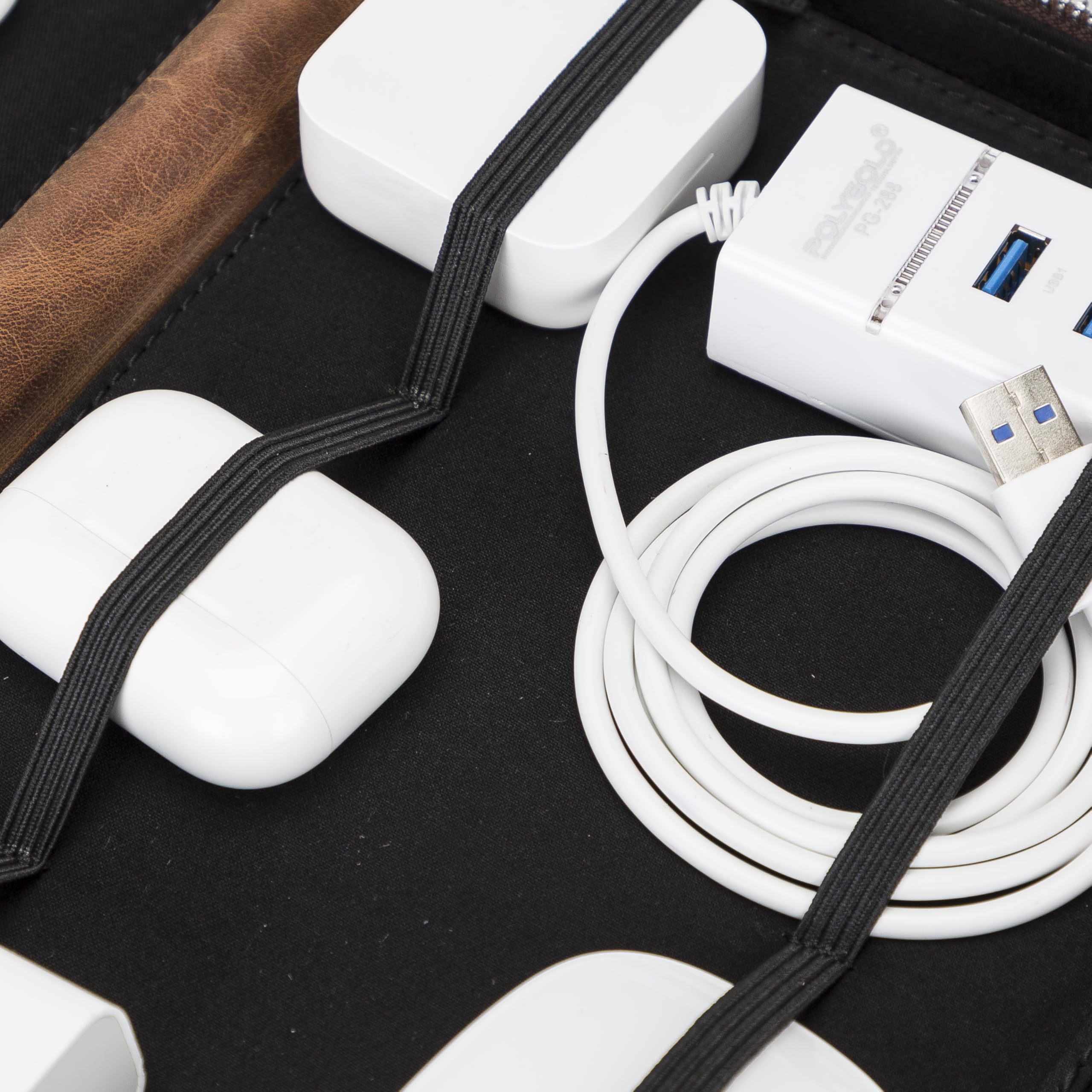 Genuine Leather Travel Cable Organizer Pouch