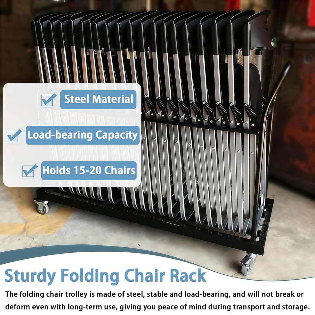 Heavy-Duty Folding Chair Storage Cart with Wheels