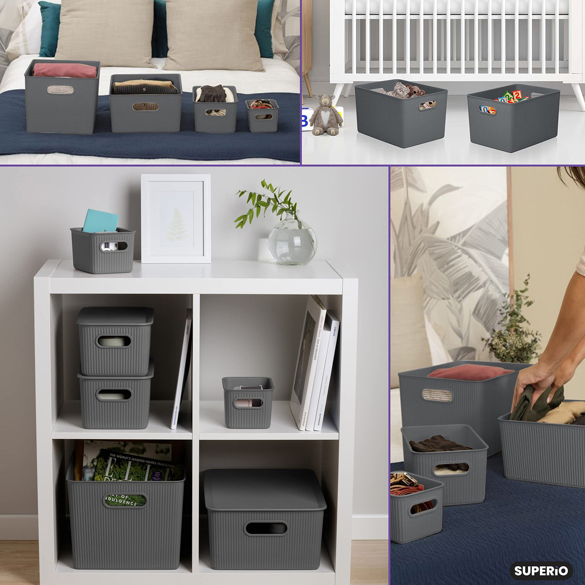 2-Pack 22L Stackable Storage Bins with Lids