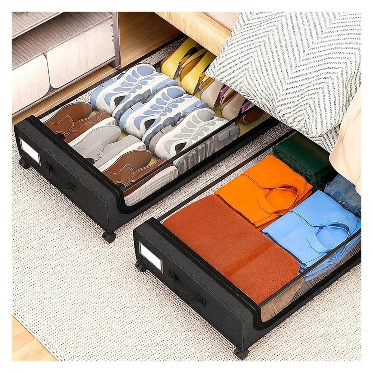 WEIJFRFJ Under Bed Storage with Wheels Storage Box with Wheels