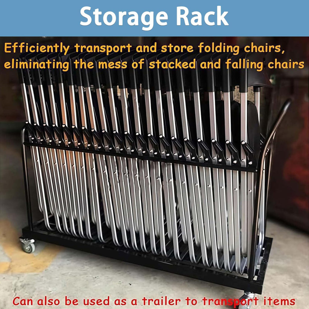 Heavy-Duty Folding Chair Storage Cart with Wheels
