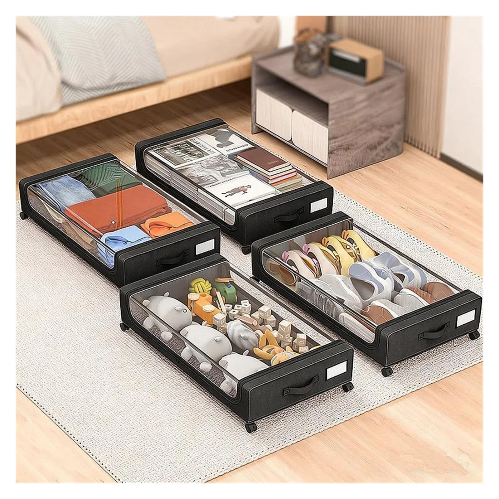 WEIJFRFJ Under Bed Storage with Wheels Storage Box with Wheels