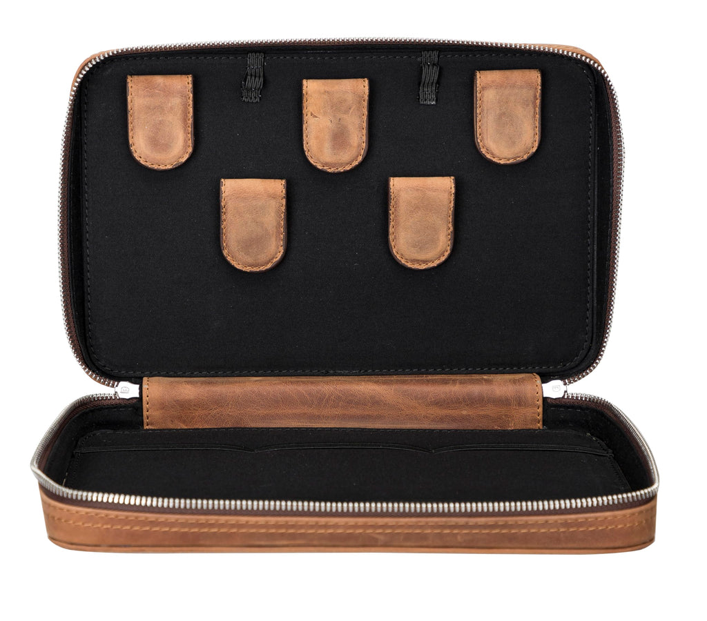 Genuine Leather Travel Cable Organizer Pouch