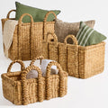 Set of 3 Handwoven Water Hyacinth Storage Baskets